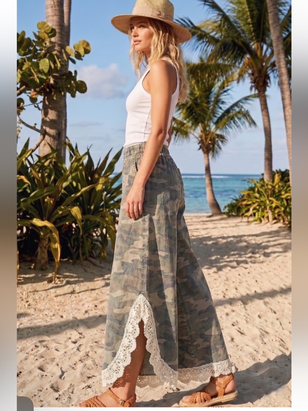 457. Lace Tulip washed camouflage denim relaxed fit jean - Picture 3 of 3